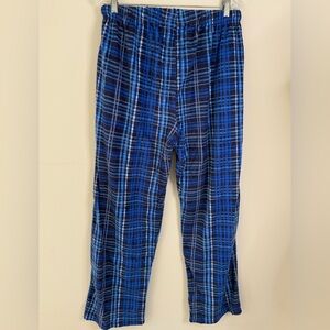 #Follow Me Blue Plaid fleece Pajama Pants elastic drawstring waist soft warm XL